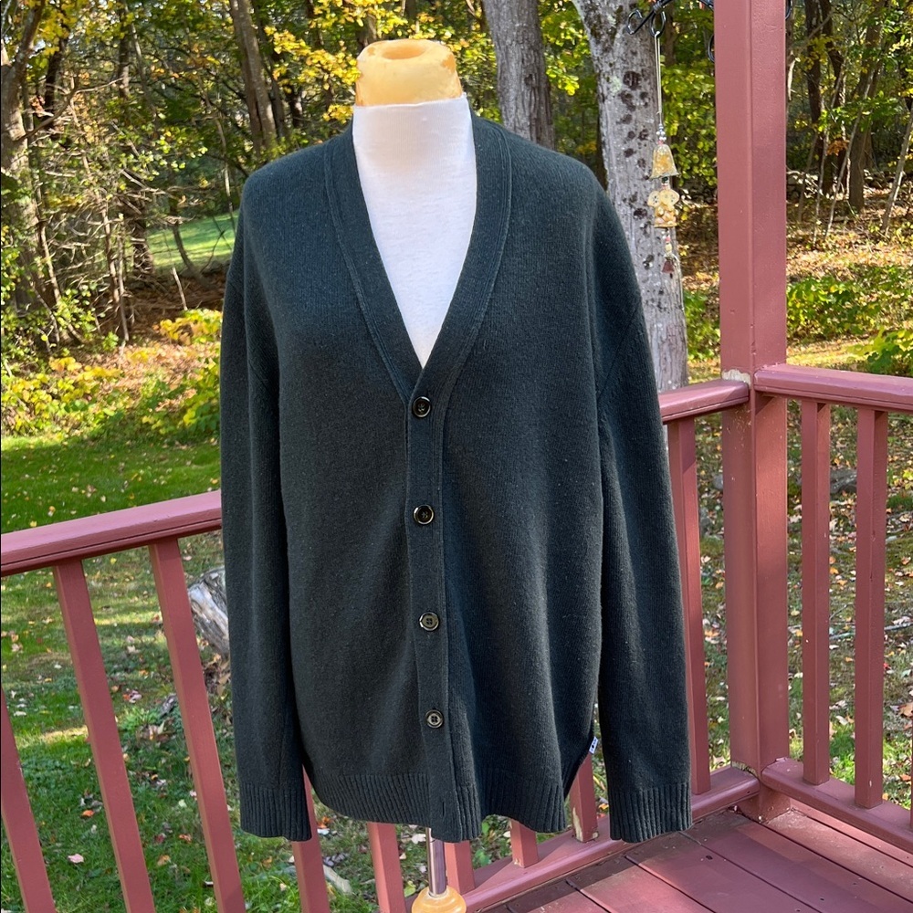 NN07 Men's Dark Green lambswool Cardigan Sweater XXL .